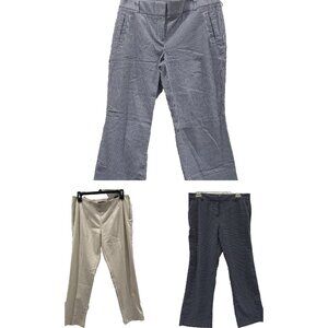 Womens Chino Pants Lot size 8P Blue Striped White Polka Dot Khaki Slacks Petite